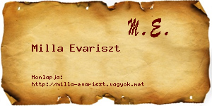 Milla Evariszt névjegykártya